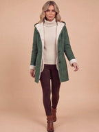 Women’s Hooded Toggle-Front Faux Shearling Coat