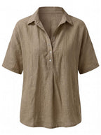 Women’s Collared Button Detail Short Sleeve Shirt