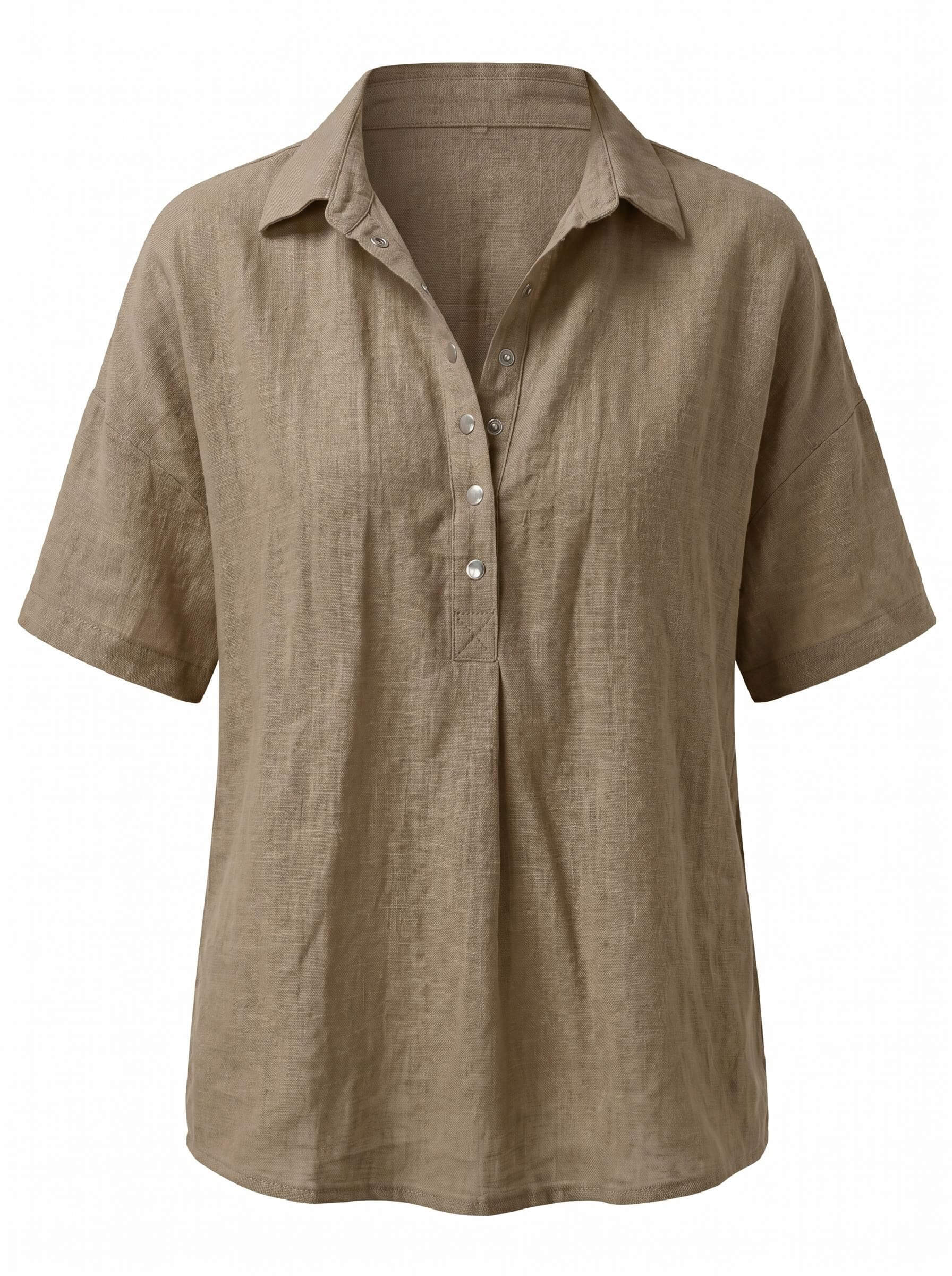 Women’s Collared Button Detail Short Sleeve Shirt