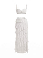 Women’s Twist Top and Lace-Look Maxi Skirt Set