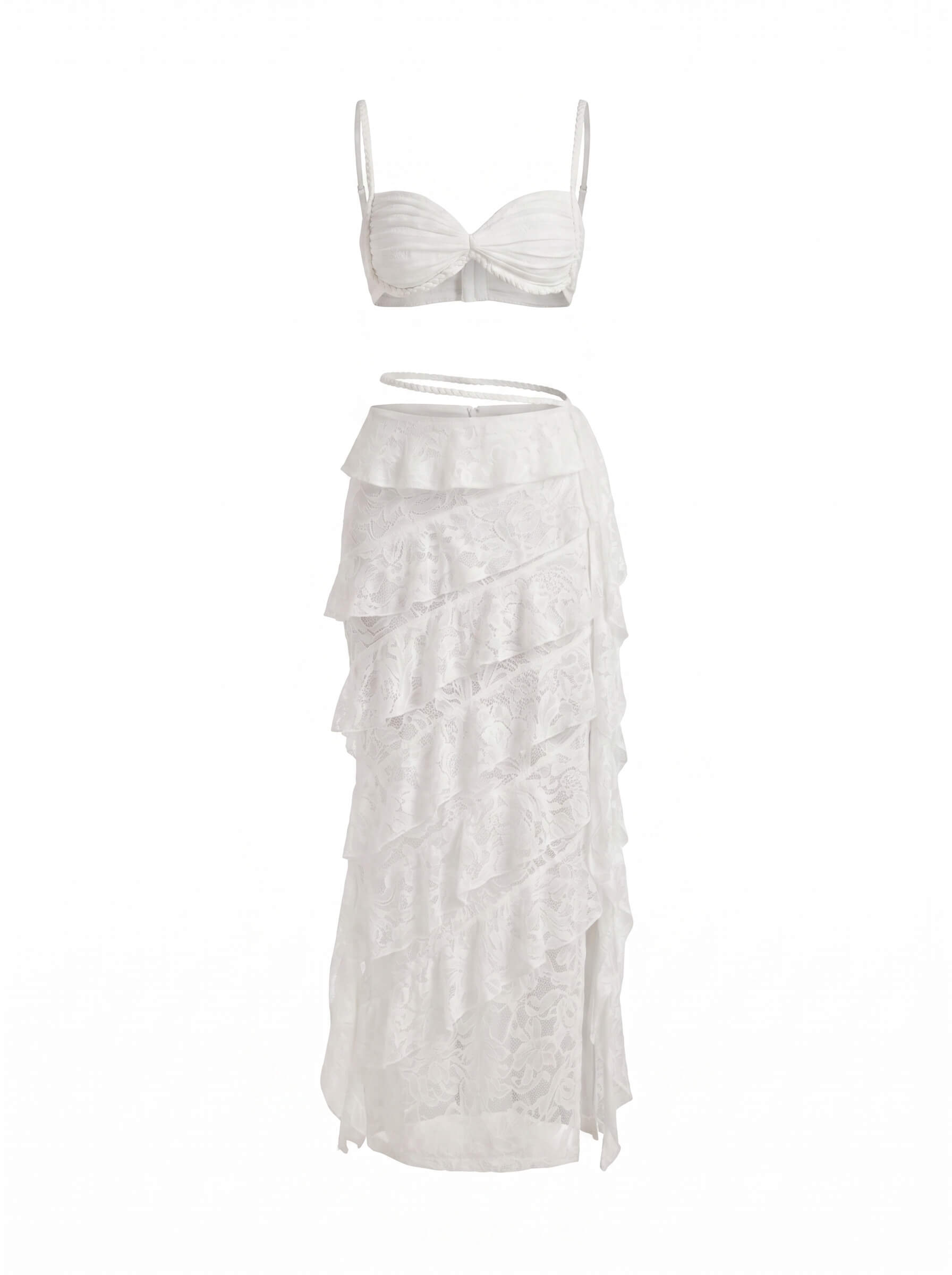 Women’s Twist Top and Lace-Look Maxi Skirt Set