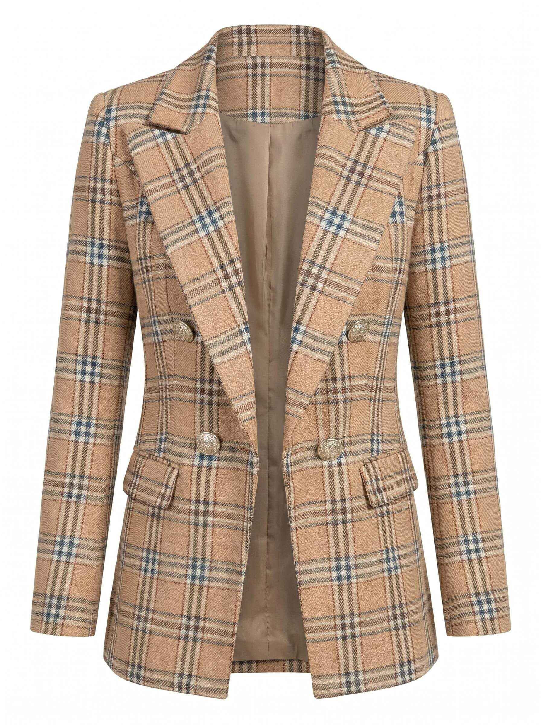 Women’s Plaid Blazer – Tailored Silhouette & Timeless Sophistication