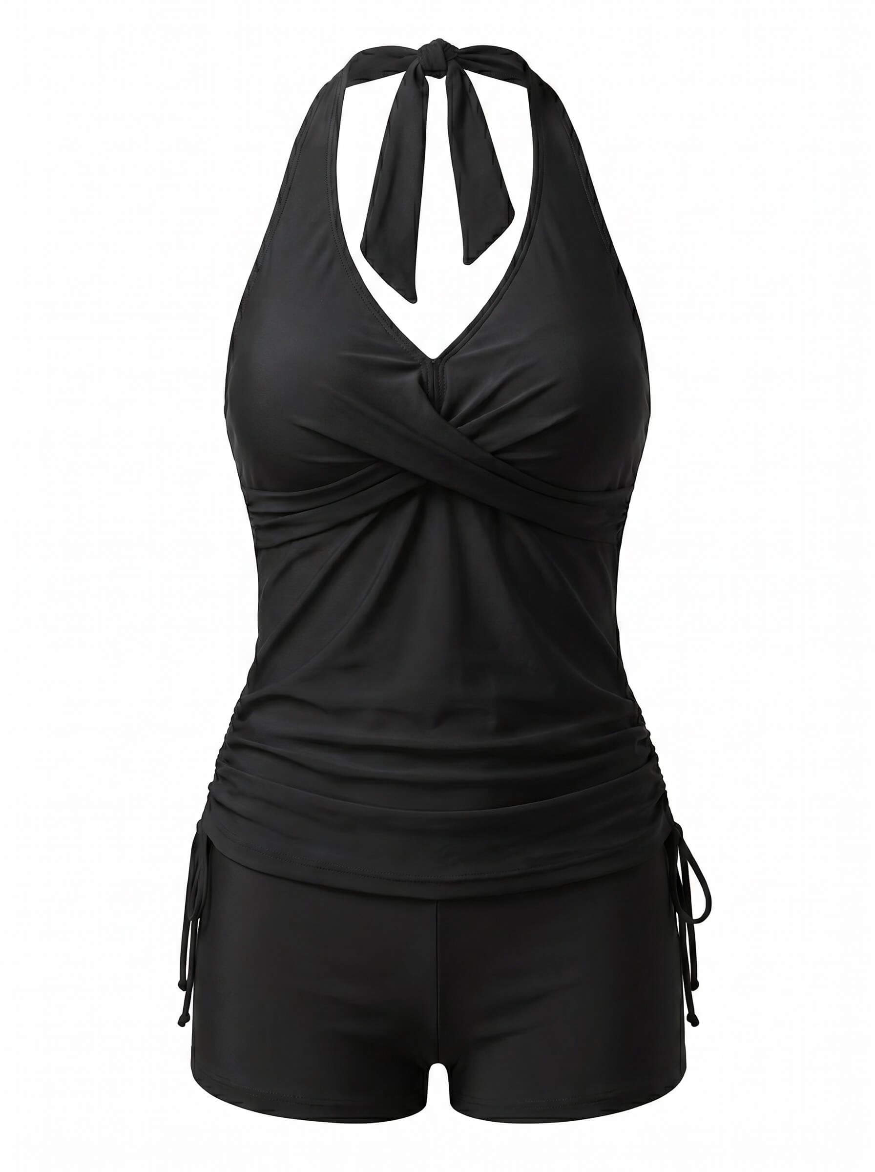 Women’s Halter Wrap Boyshort Bikini Set