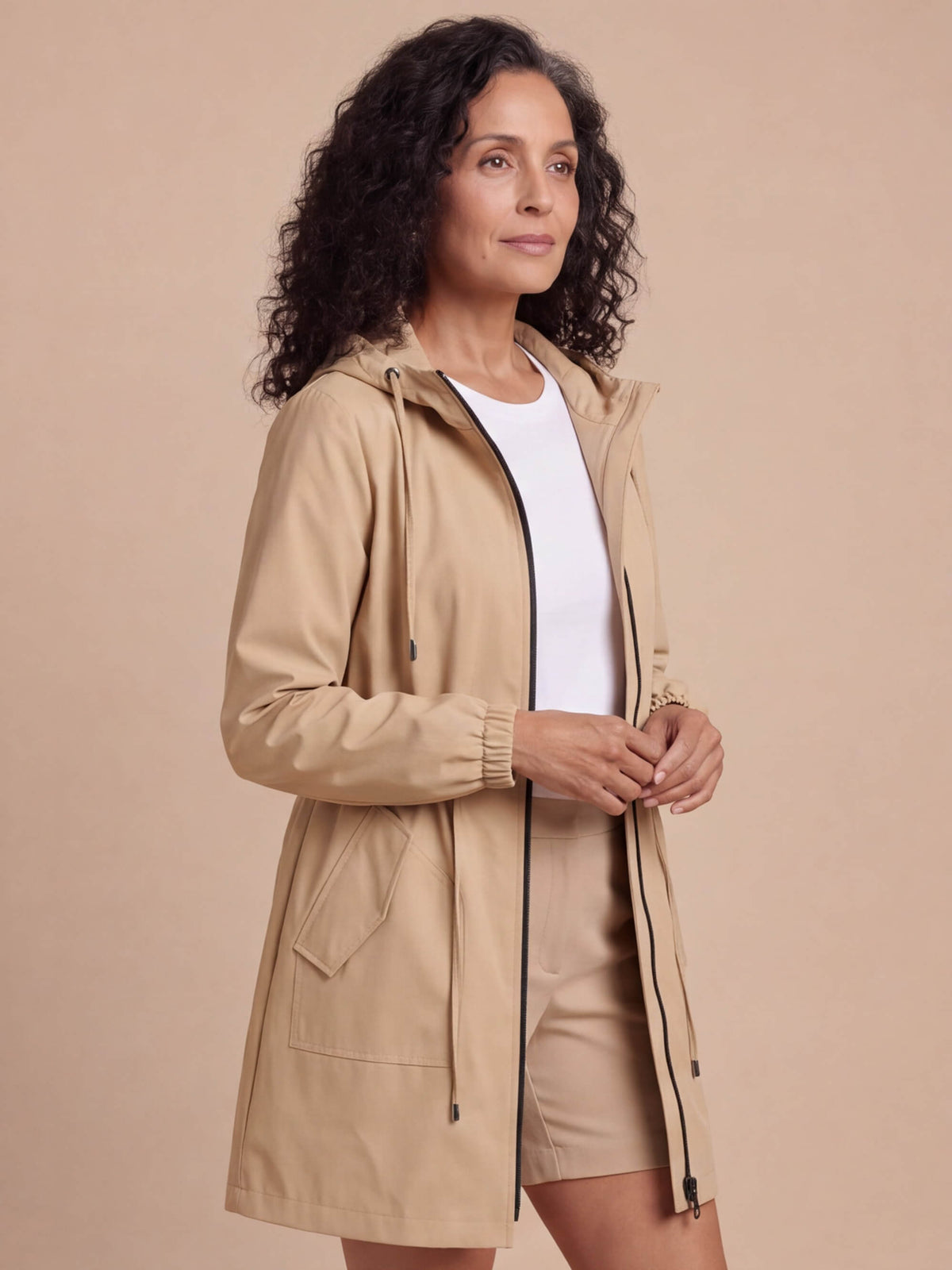 Women’s Hooded Drawstring Utility Jacket