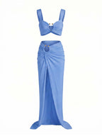 Women’s Ruched Cut-Out Bikini Skirt Set