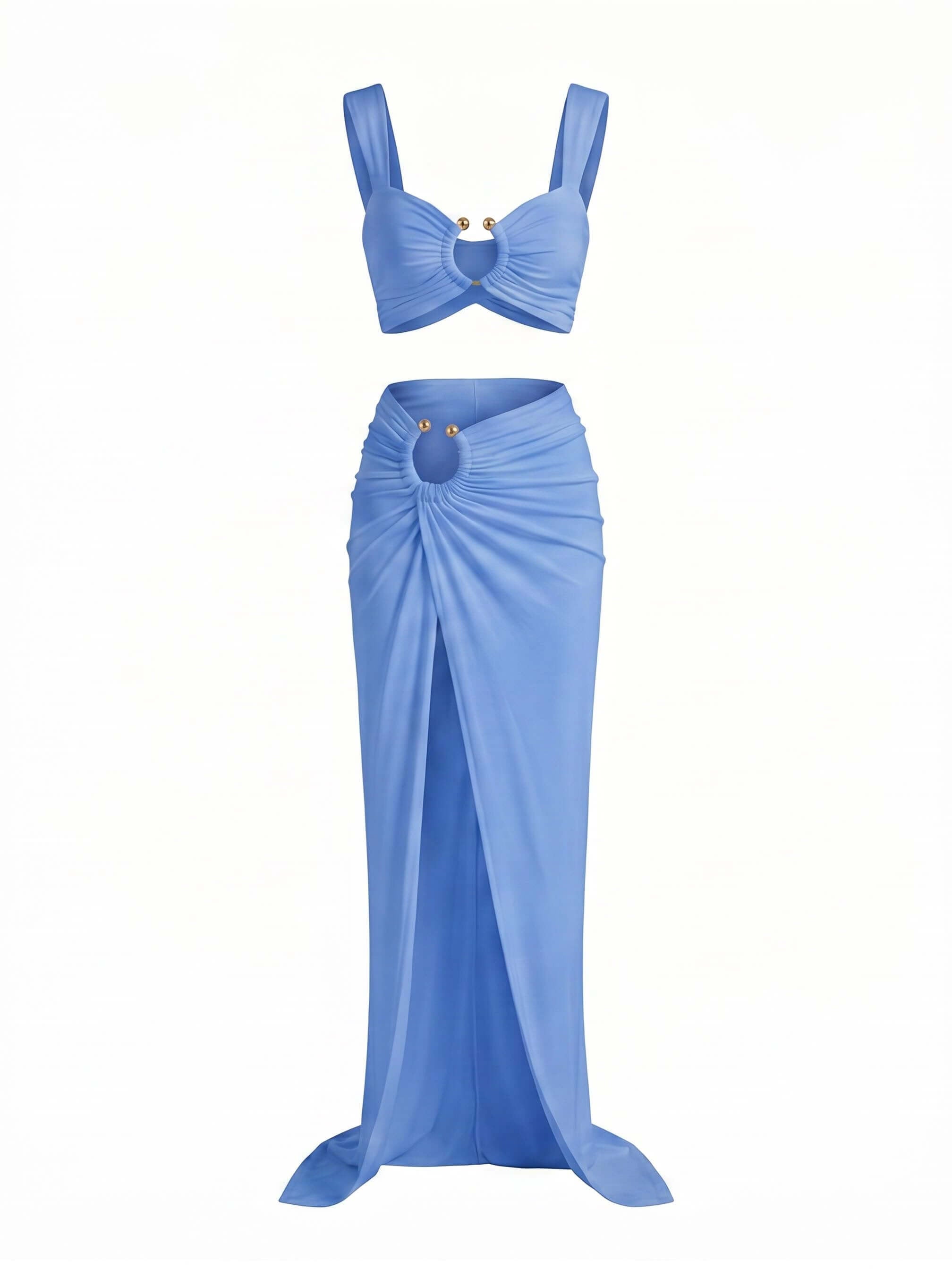 Women’s Ruched Cut-Out Bikini Skirt Set