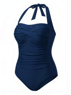 Women’s Plus Size Halter Ruched One-Piece Swimsuit
