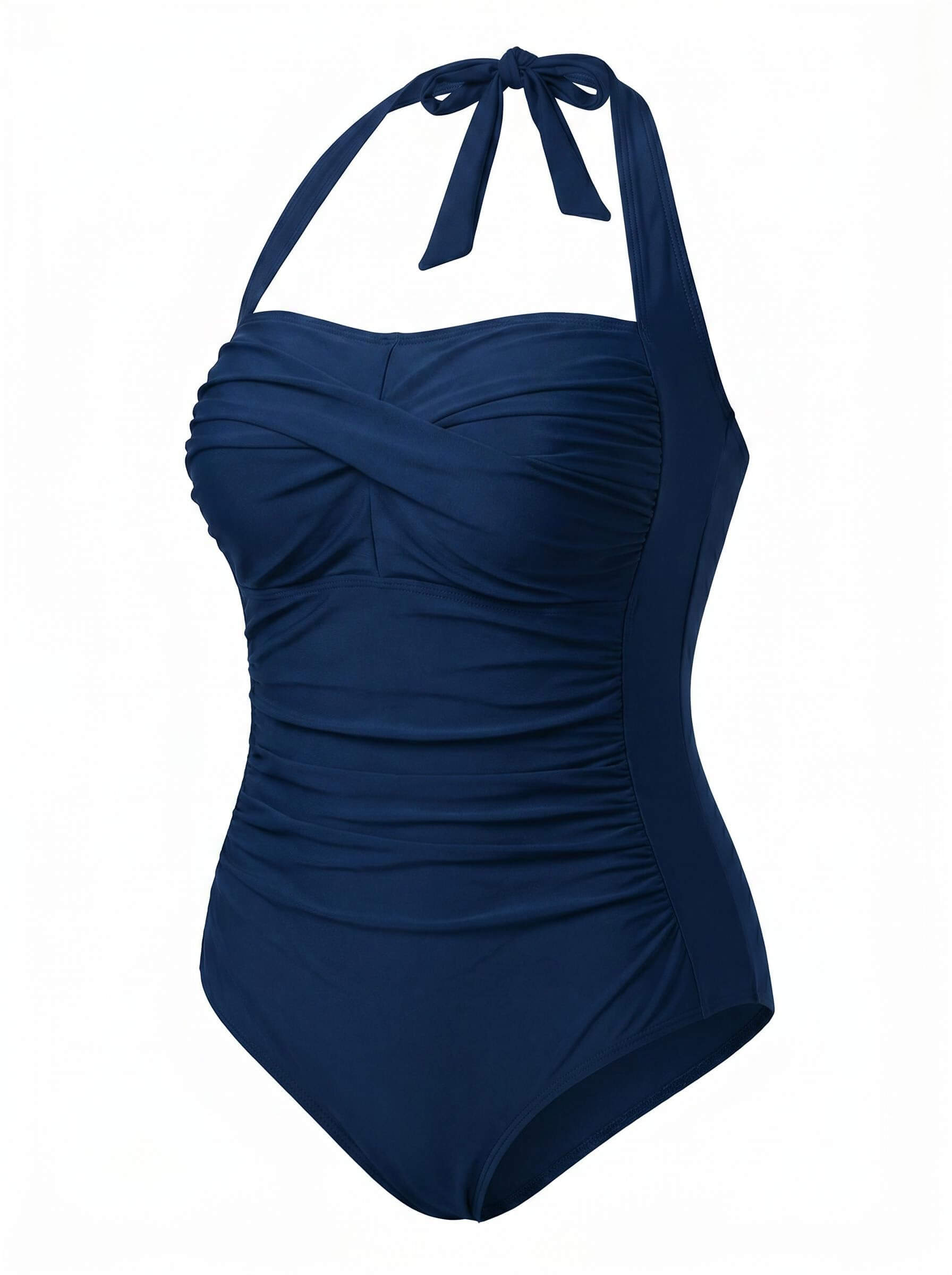 Women’s Plus Size Halter Ruched One-Piece Swimsuit