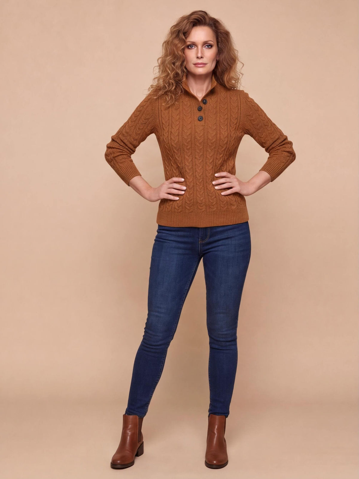 Women’s Cable Knit Button-Up Sweater