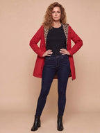 Women’s Hooded Utility Jacket with Animal-Print Trim