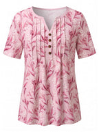 Women’s Floral Button Detail Short Sleeve Blouse