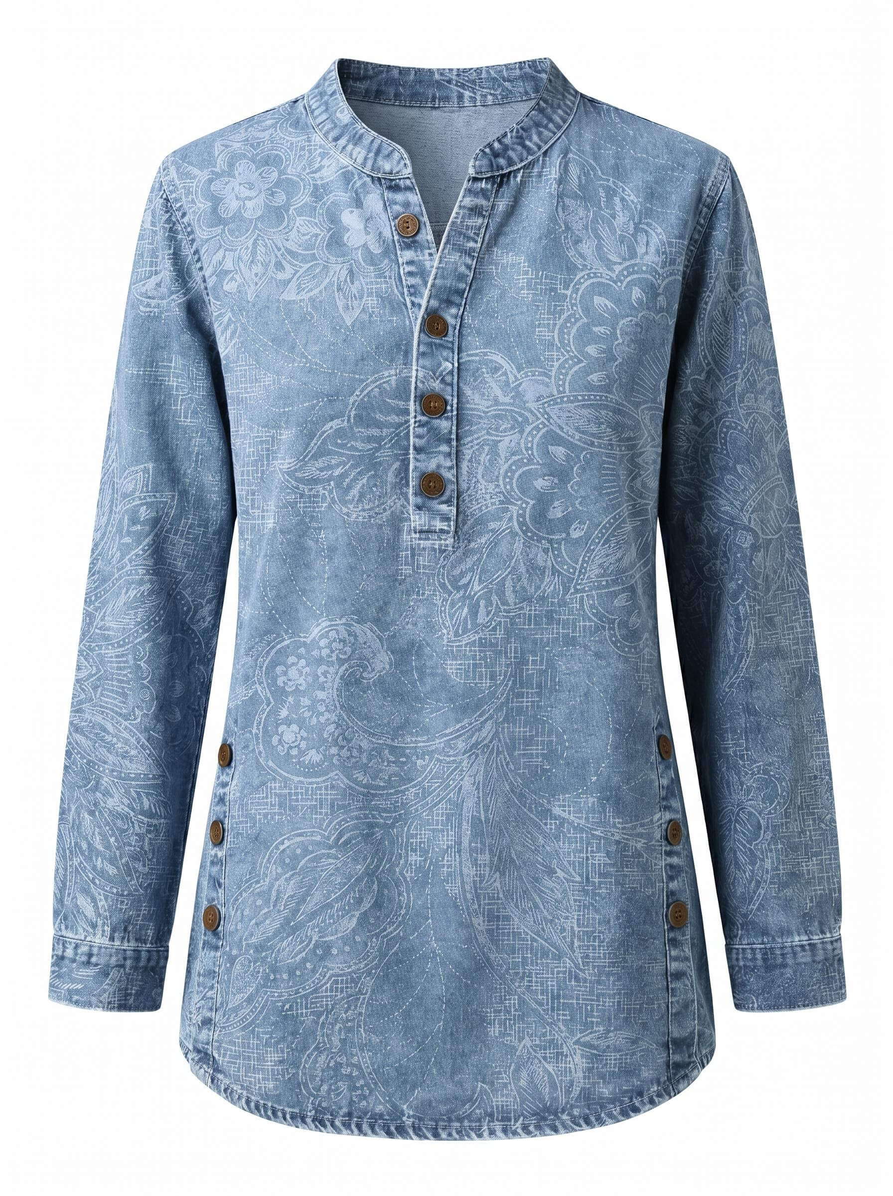 Women’s Paisley Button Detail Long Sleeve Top