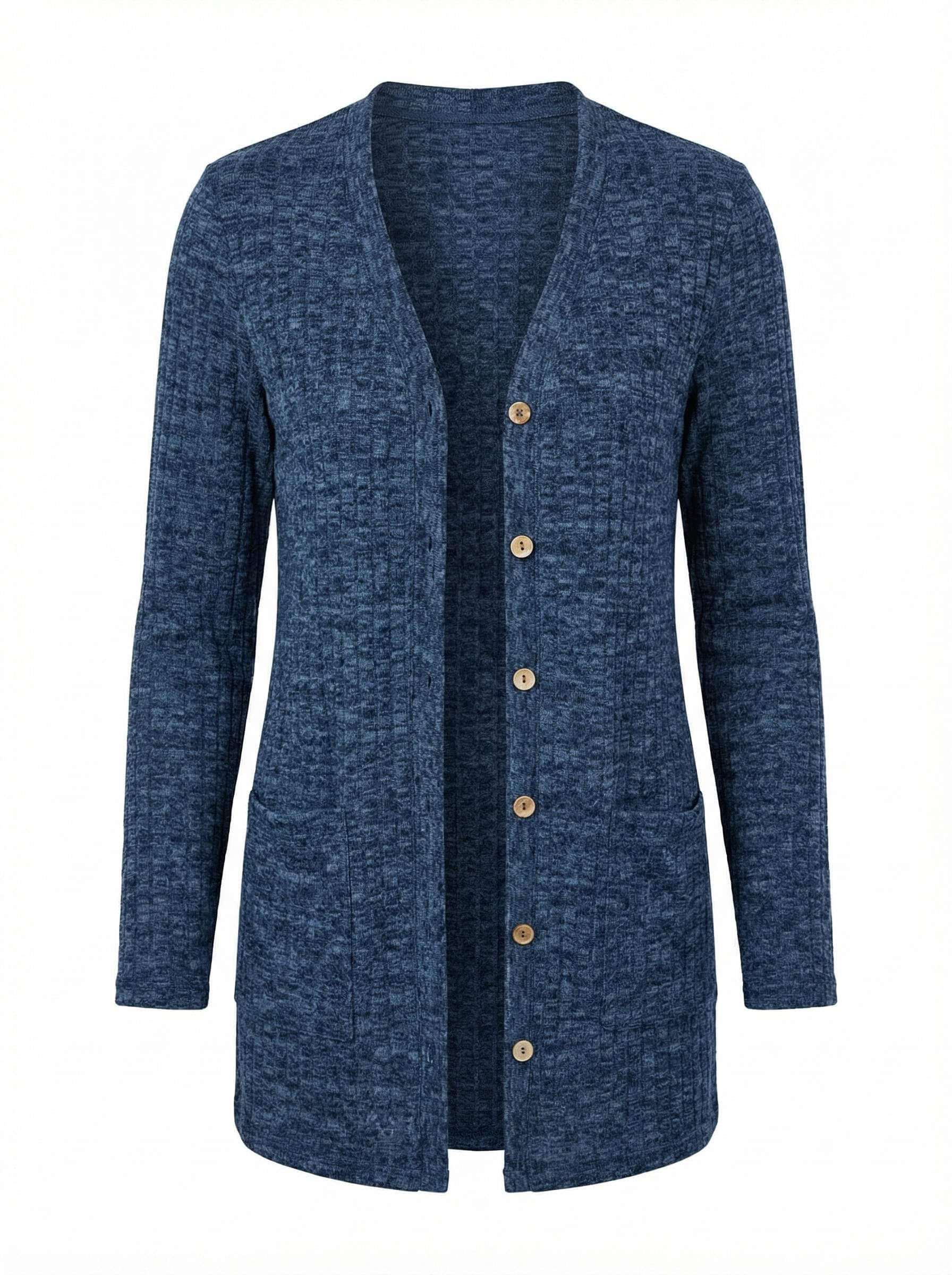 Women’s Elegant Knit Cardigan – Textured V-Neck & Light Stretch Comfort