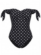 Women’s Polka Dot Off-Shoulder One-Piece Swimsuit
