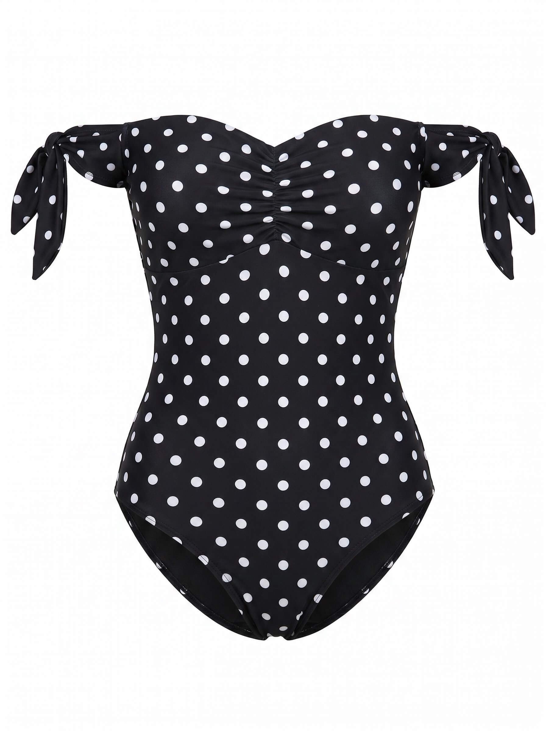 Women’s Polka Dot Off-Shoulder One-Piece Swimsuit
