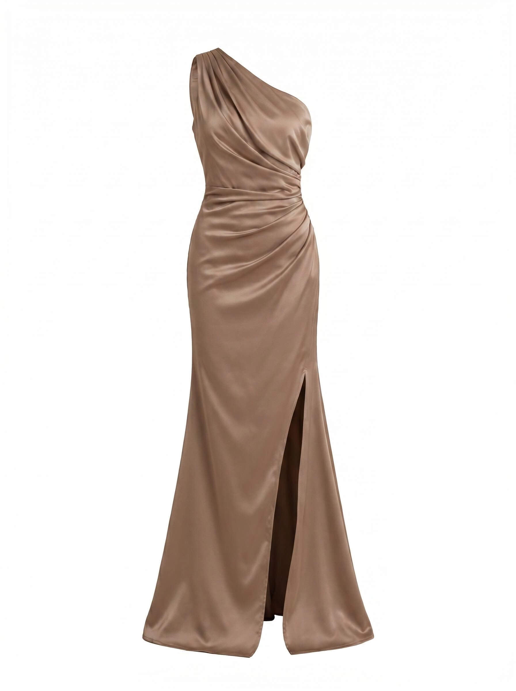 One-Shoulder Satin Maxi Dress
