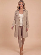 Women’s Double-Breasted Trench Coat with Wide Lapels