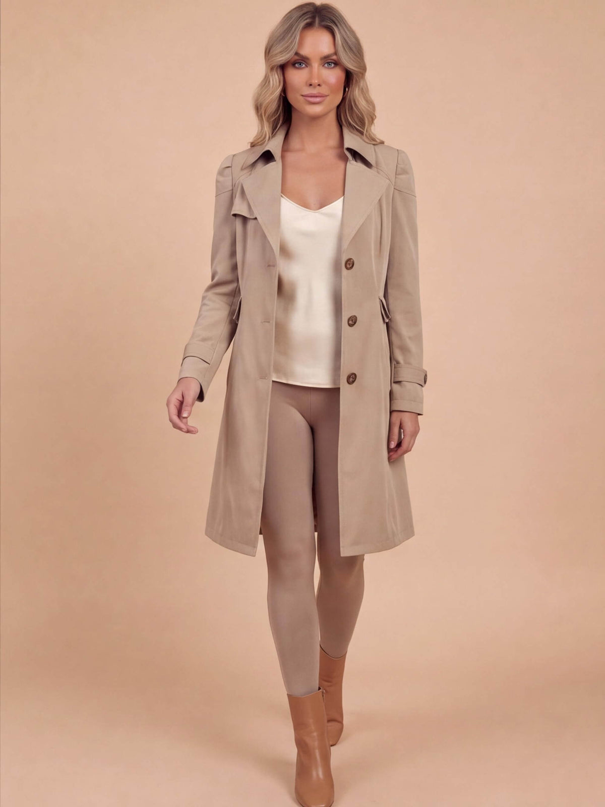 Women’s Double-Breasted Trench Coat with Wide Lapels