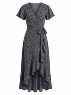 Women’s Dress – Wrap V-Neck Asymmetrical Summer Dress