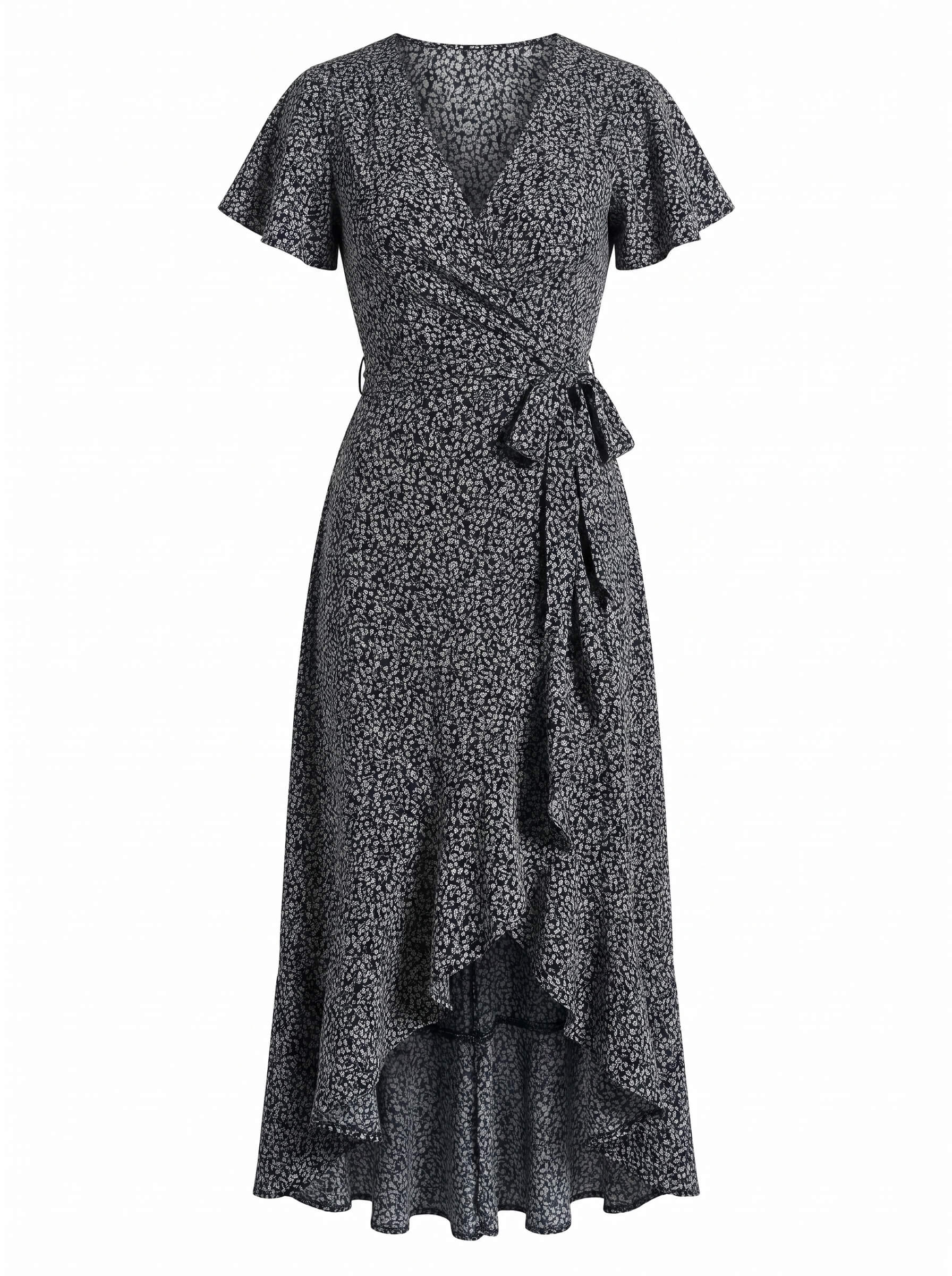 Women’s Dress – Wrap V-Neck Asymmetrical Summer Dress