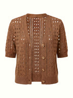 Women’s Crochet Knit Cardigan – V-Neck Button Front & Lightweight Elegance