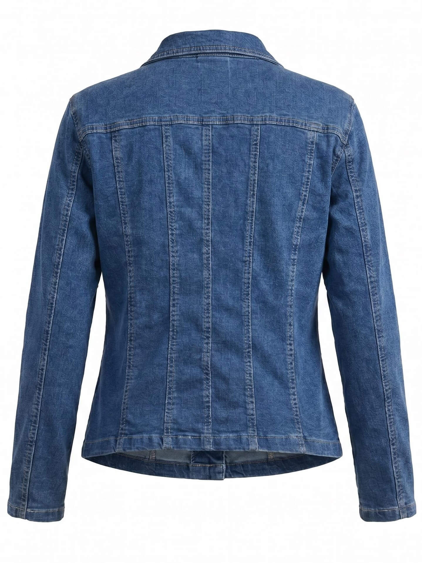 Women’s Slim-Fit Denim Jacket – Metal Buttons, Dual Pockets & Classic Street Style