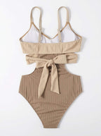 Women’s Ribbed Cut-Out Crossover Swimsuit