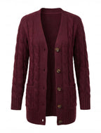 Women’s Cable Knit Cardigan – Button Front & Cozy Loose Fit