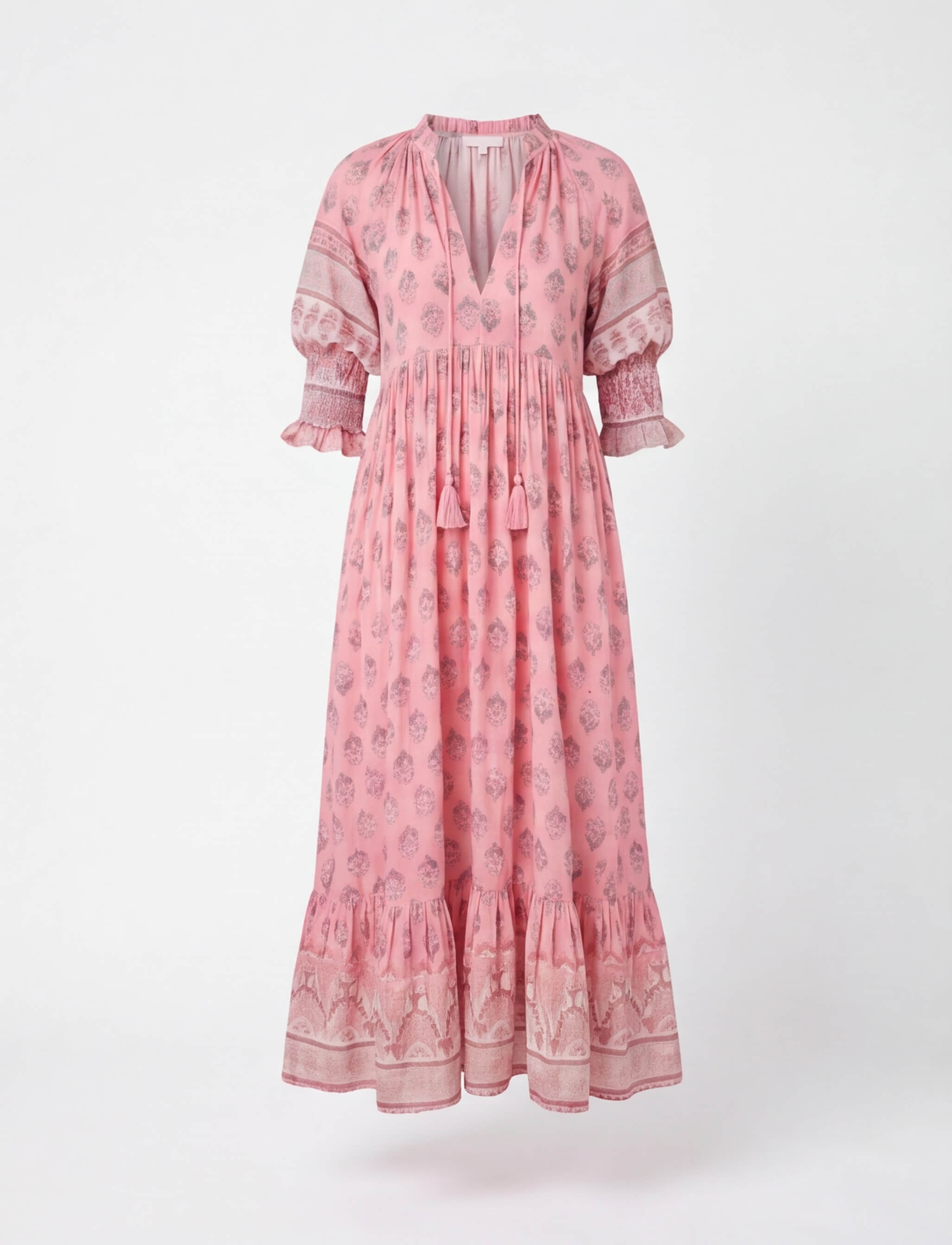 Women’s Dress – Boho Maxi Dress with Tassel Detail