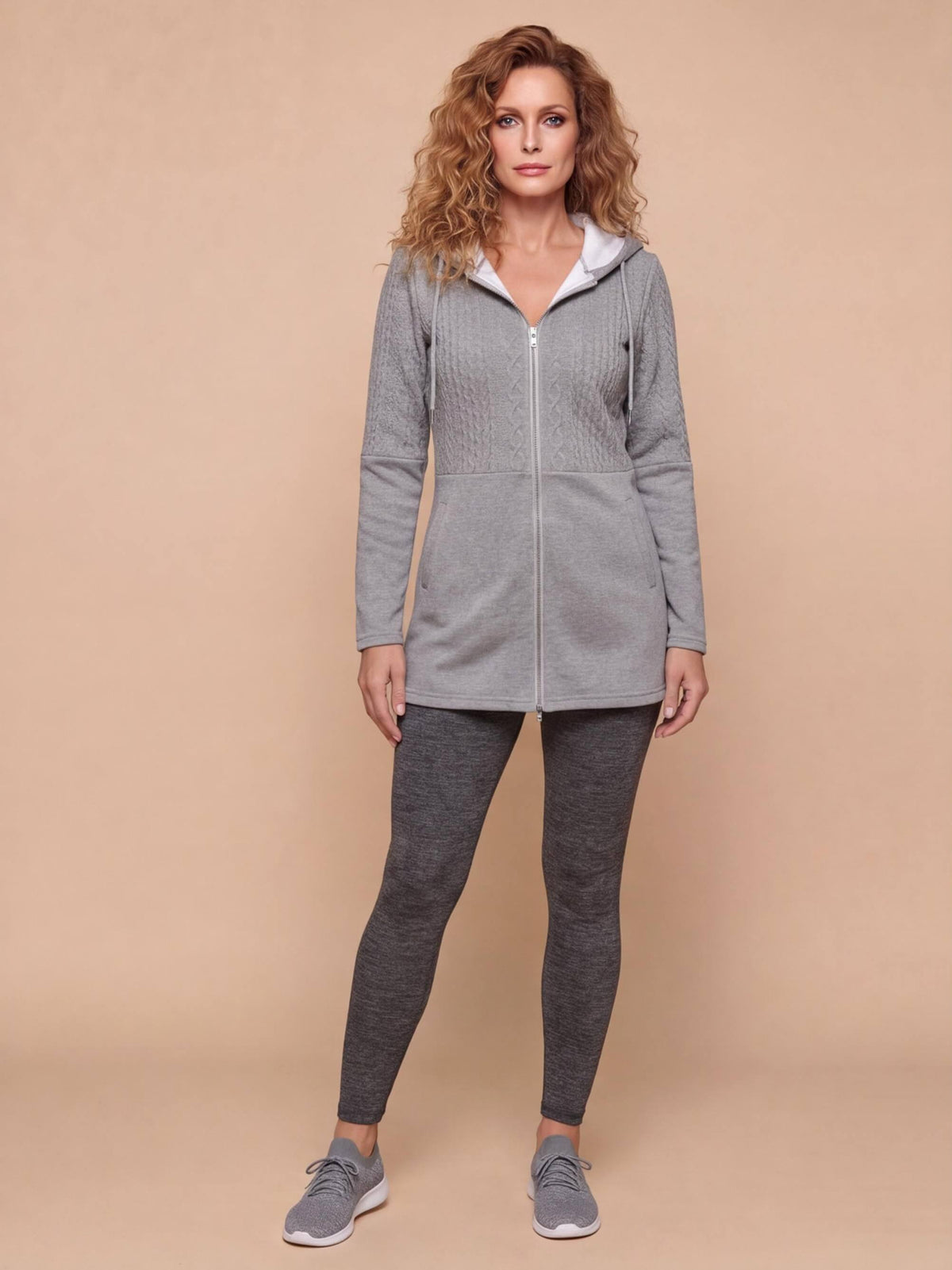Women’s Textured Hooded Zip-Up Jacket