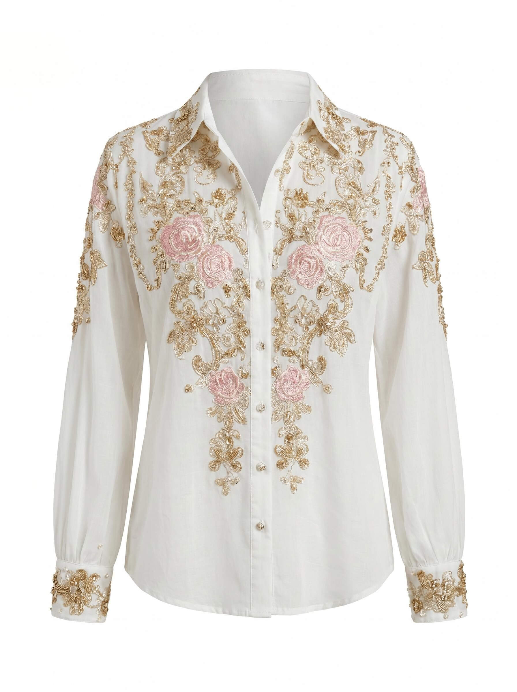 Women’s Embroidered Button-Up Long Sleeve Shirt