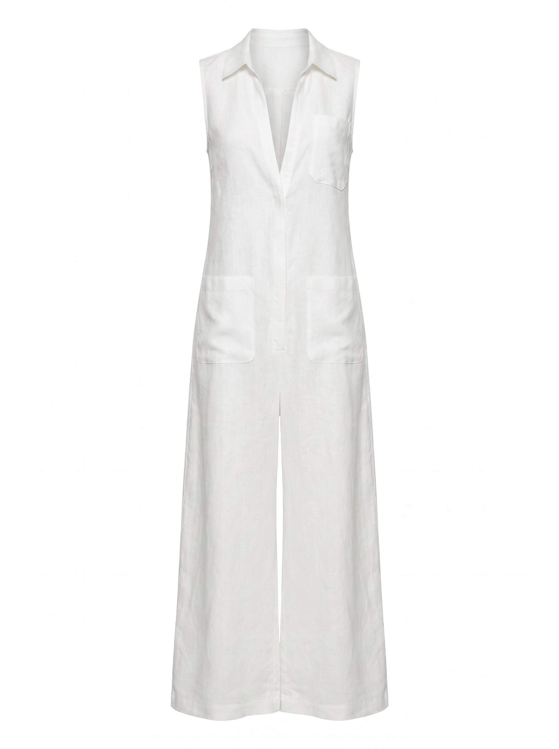 Women’s Sleeveless Collared Wide-Leg Jumpsuit