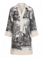 Women’s Dress – Printed Tunic Dress with Collar