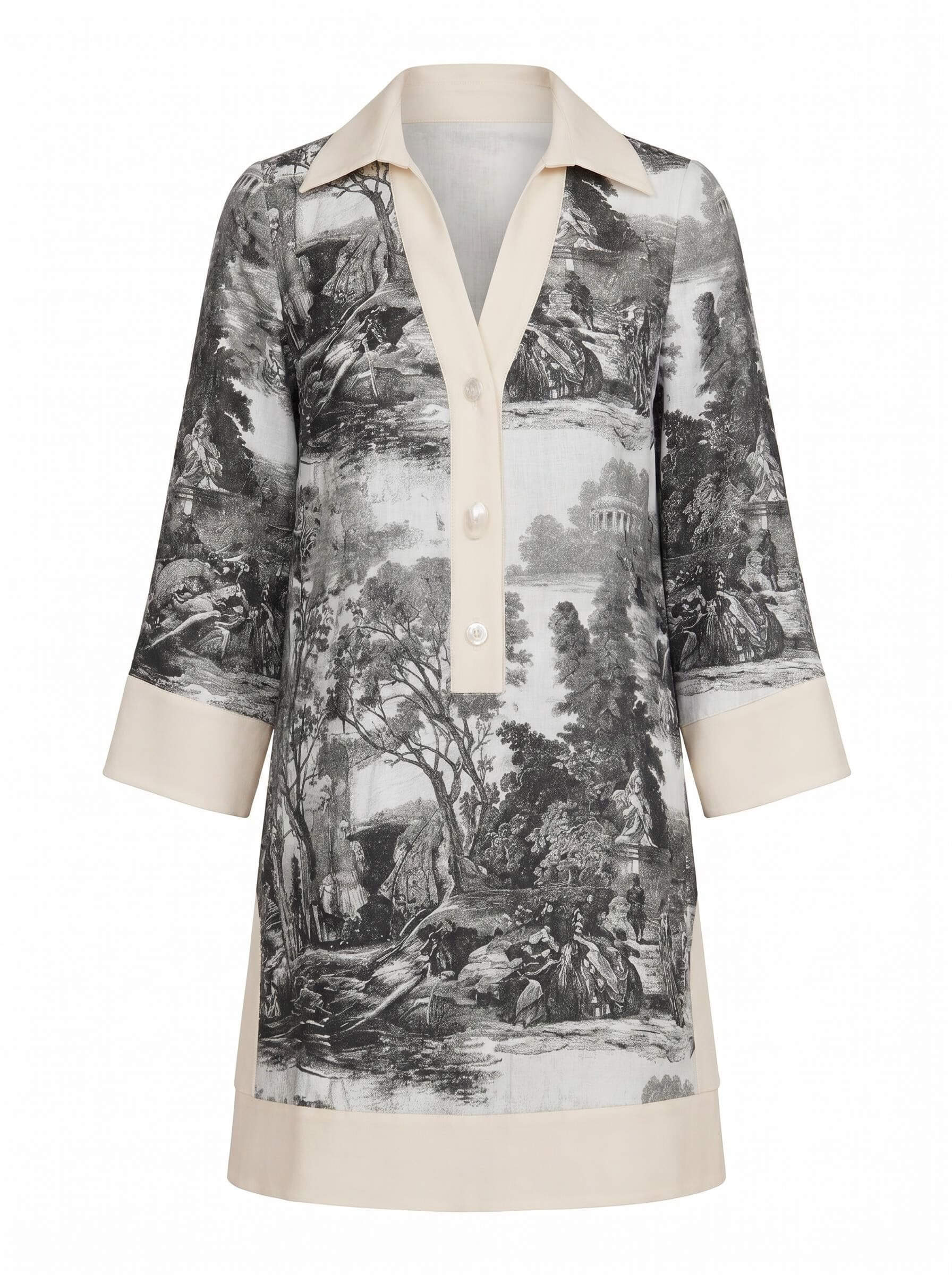 Women’s Dress – Printed Tunic Dress with Collar