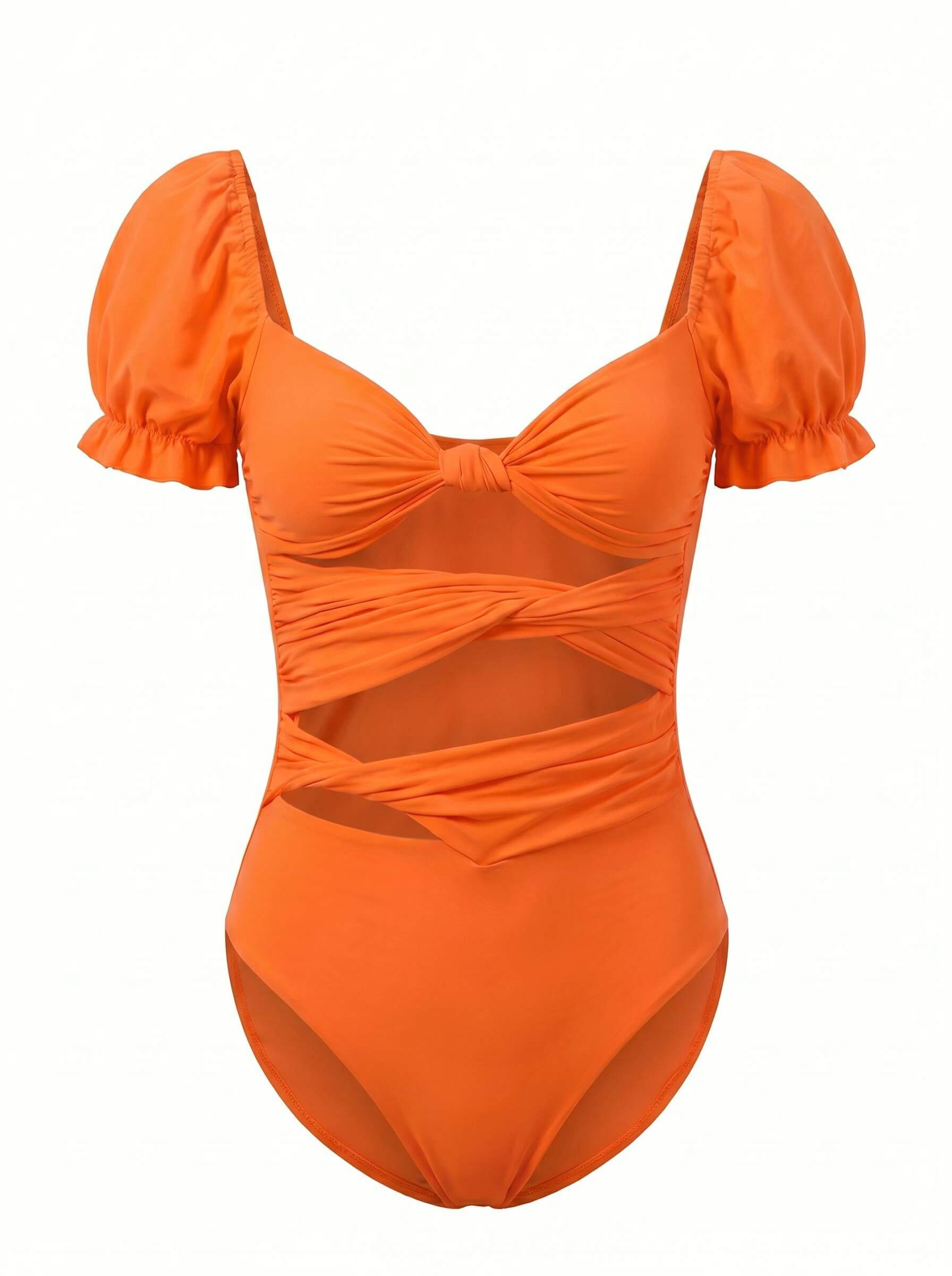Women’s Puff Sleeve Cut-Out One-Piece Swimsuit