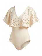 Women’s Ruffle Cape-Style Overlay  One-Piece Swimsuit