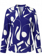 Women’s Elegant Abstract Blouse – Split Neck Design