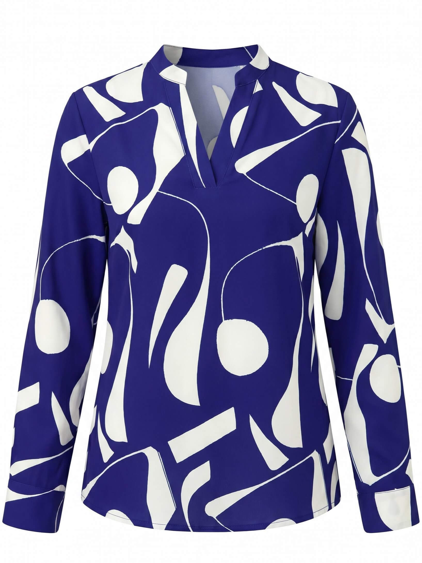 Women’s Elegant Abstract Blouse – Split Neck Design