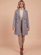 Women’s Double-Breasted Longline Coat with Wide Lapels