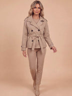 Women’s Belted Trench Coat with High Collar