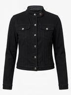 Women’s Suede-Look Button Jacket – Stand Collar - Spring/Fall