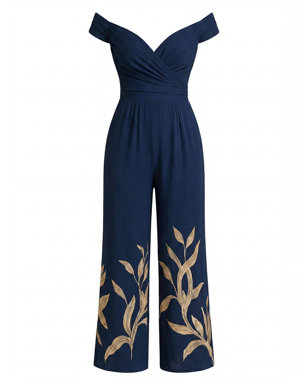 Women’s Jumpsuit – Off-Shoulder Wide-Leg Embroidered Evening Jumpsuit