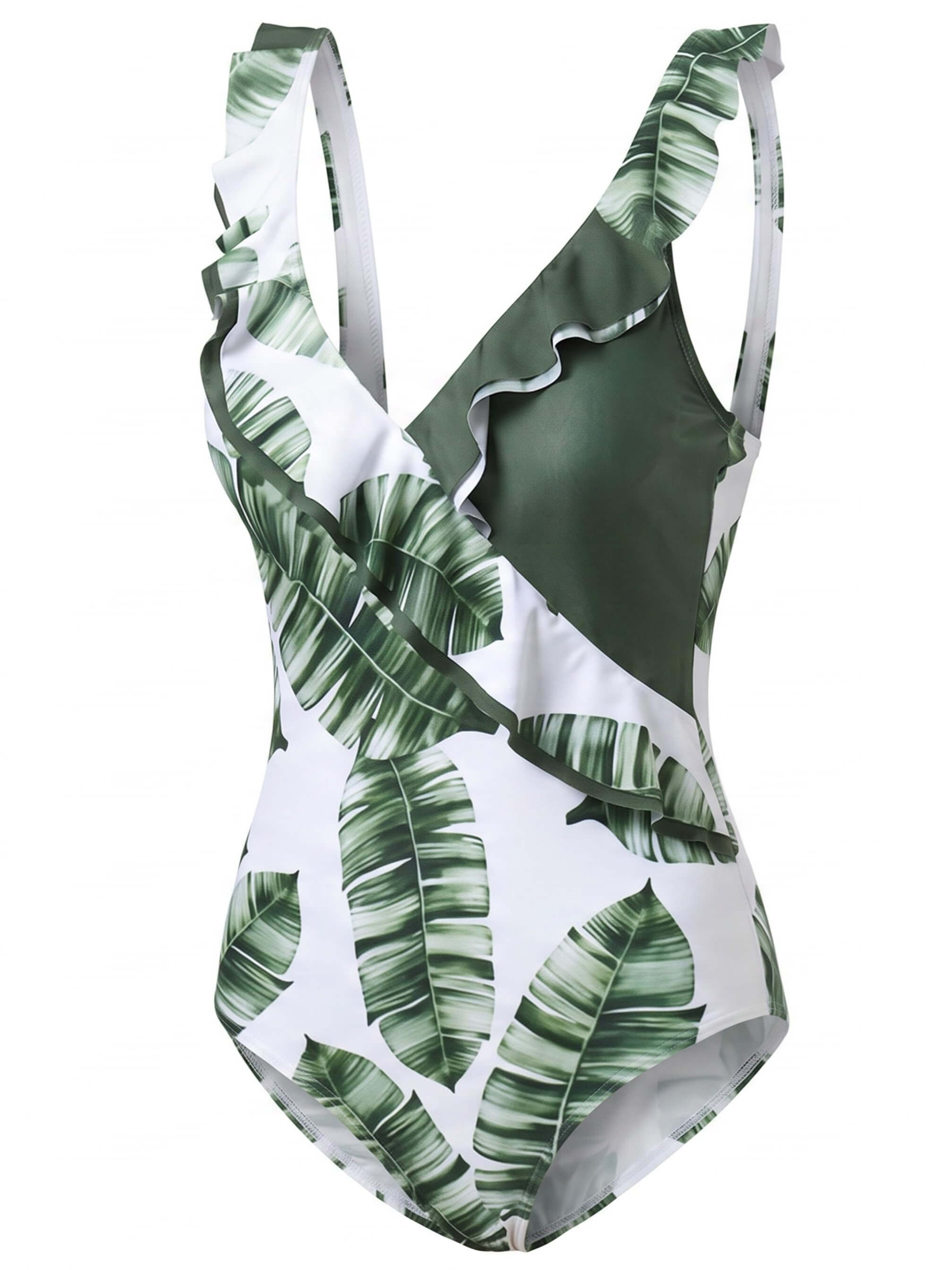 Women’s Ruffle V-Neck One-Piece Swimsuit