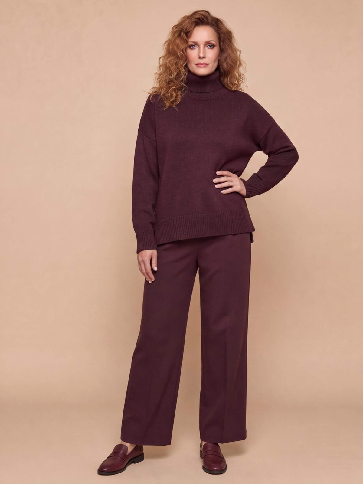 Women’s Relaxed Knit Top and Wide-Leg Trouser Set