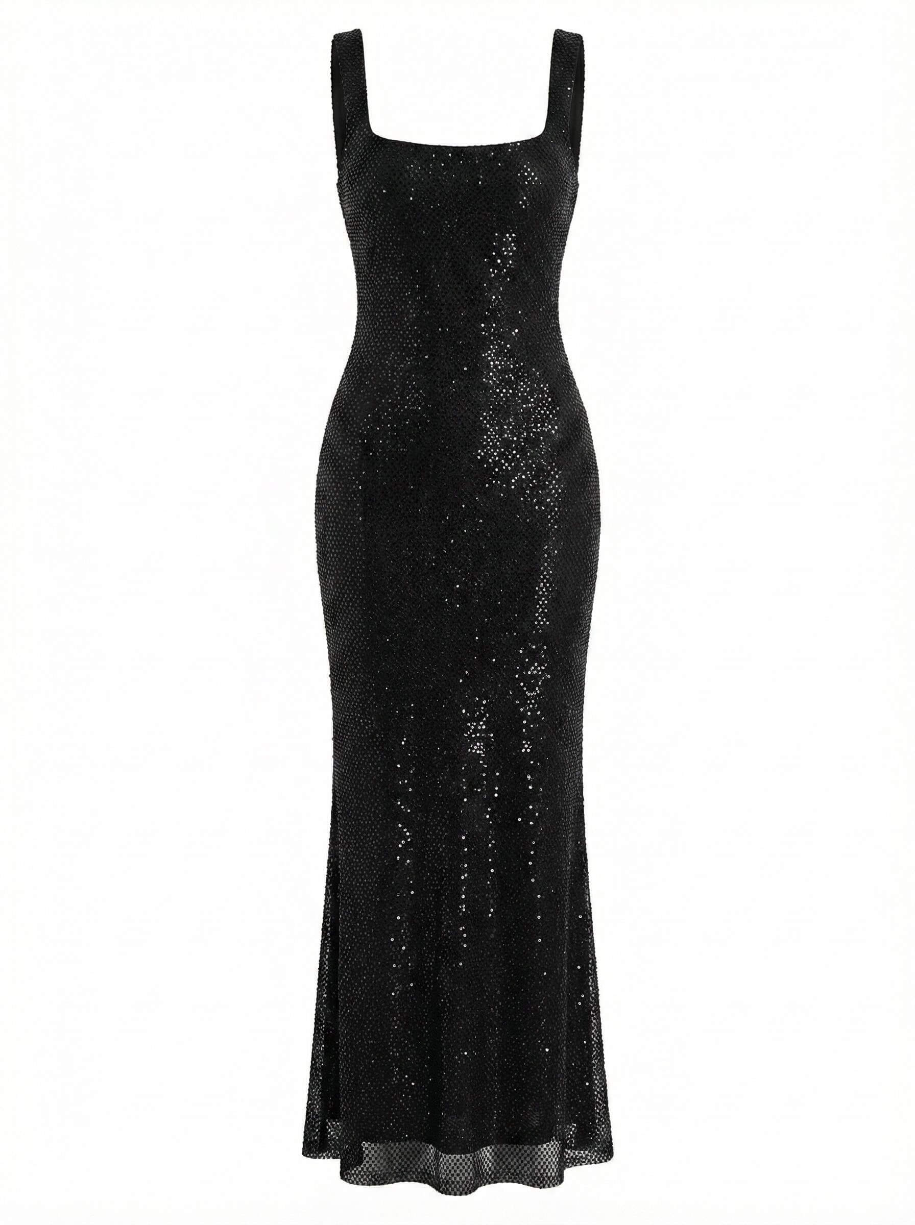 Women’s Embellished Square-Neck Evening Gown