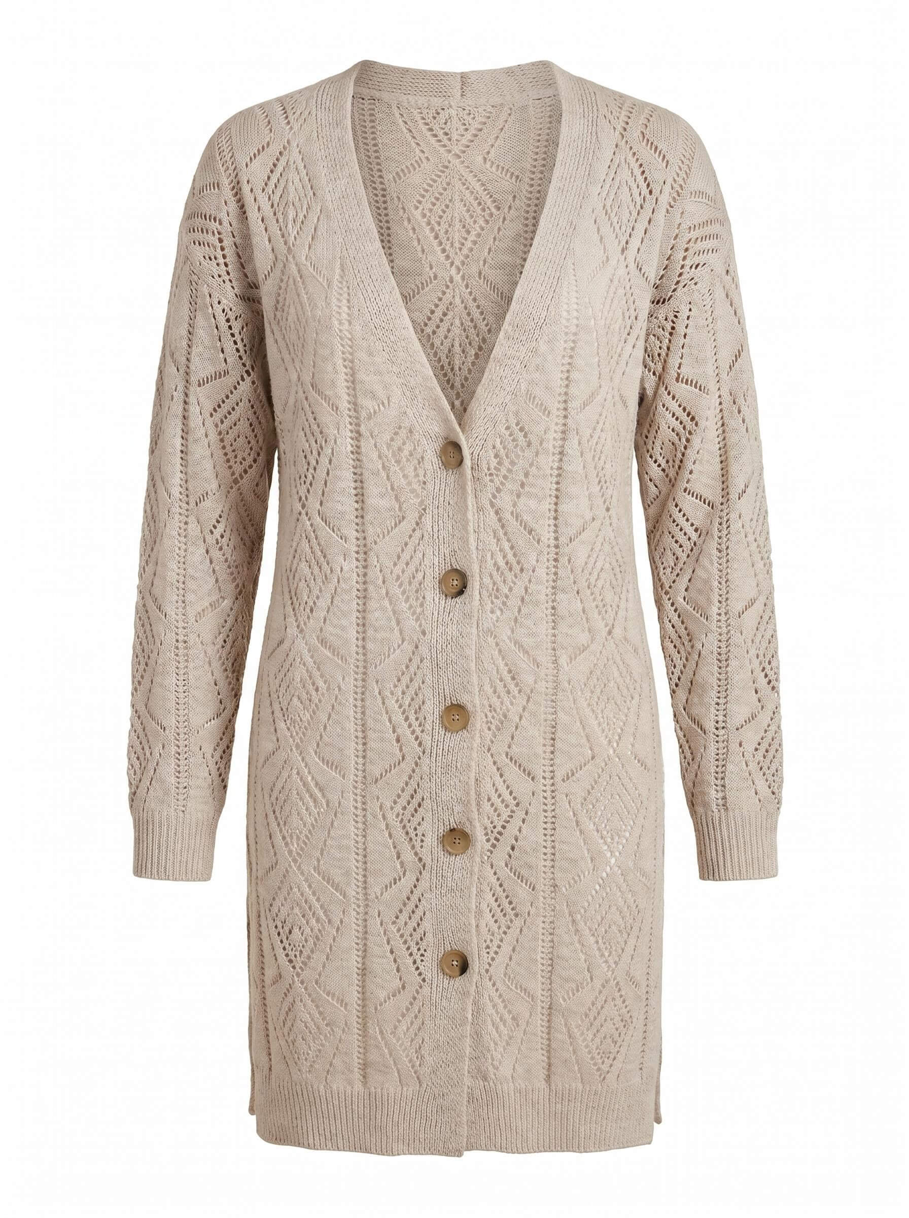 Women’s Elegant Textured Knit Cardigan – Soft V-Neck & Relaxed Spring Comfort