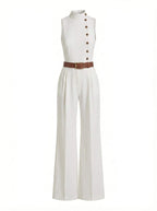 Women’s Sleeveless Wide-Leg Jumpsuit – Modern Elegance & Clean Lines