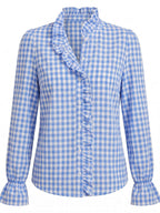 Women’s checked blouse with ruffled details