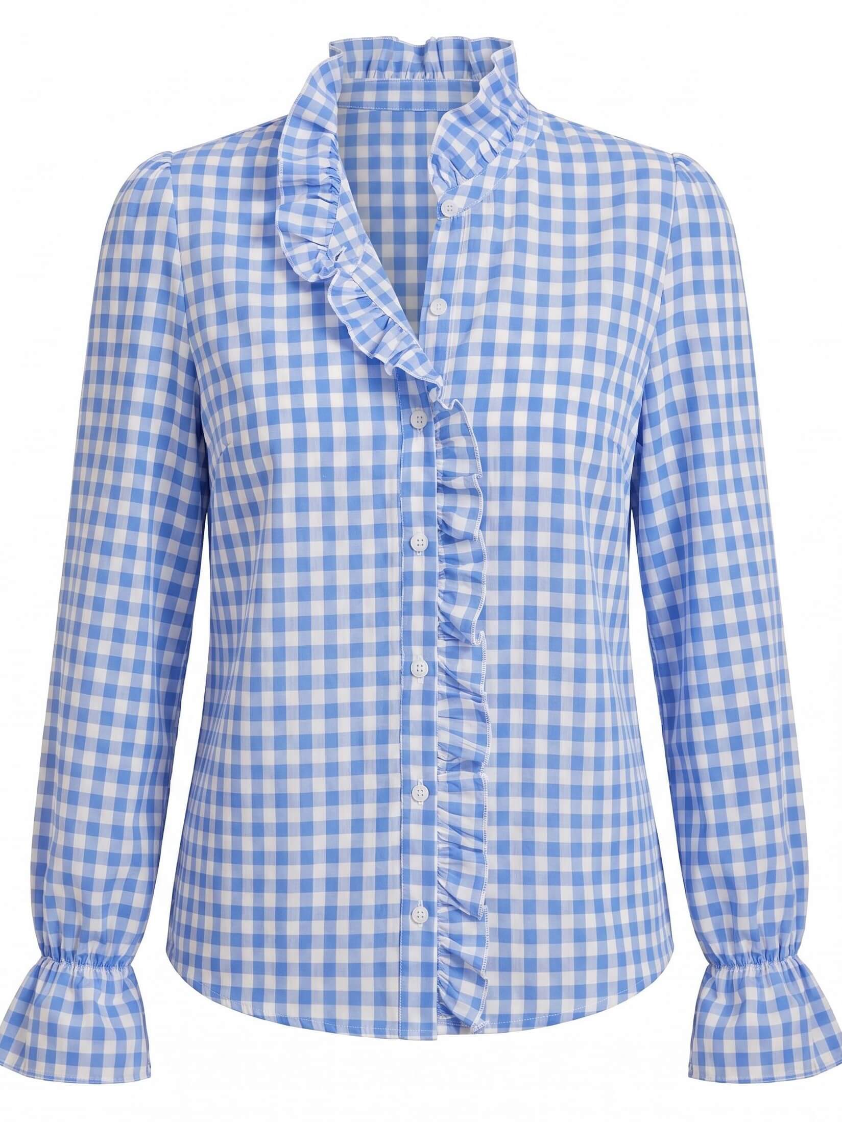 Women’s checked blouse with ruffled details