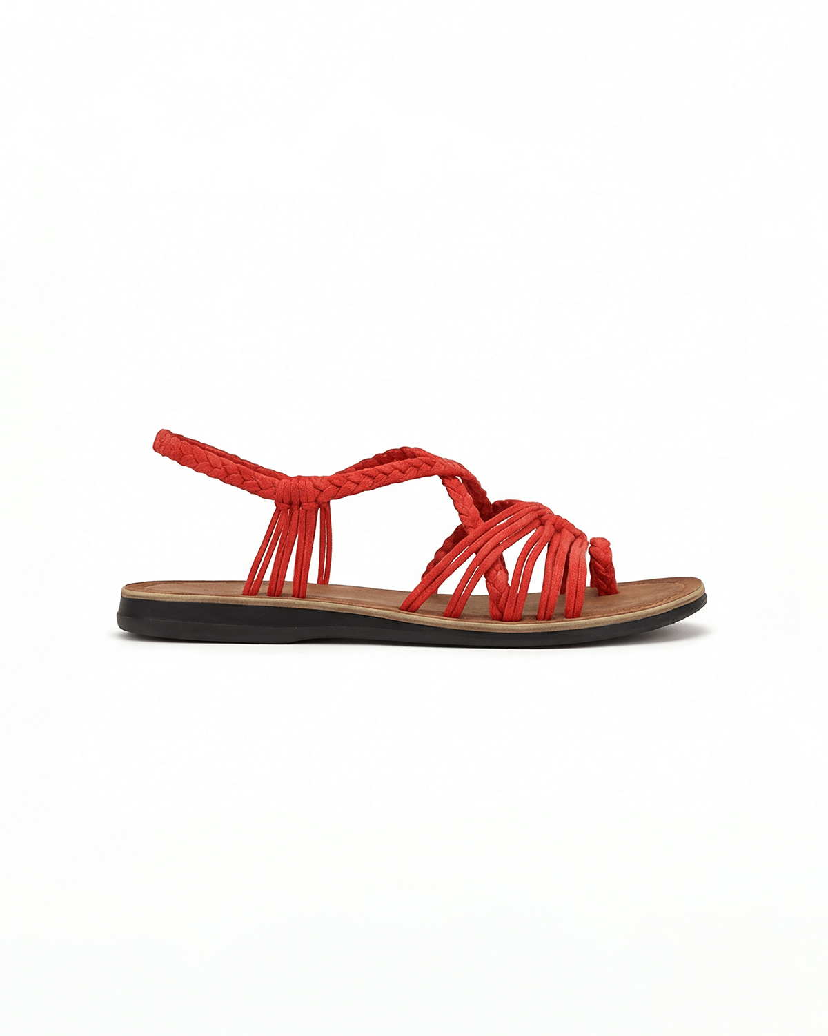 Women’s Flat Sandals- Braided Lace-Up